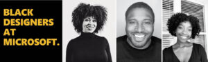 Black Designers at Microsoft logo and headshots