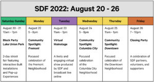 2022 SDF Festival Elements calendar